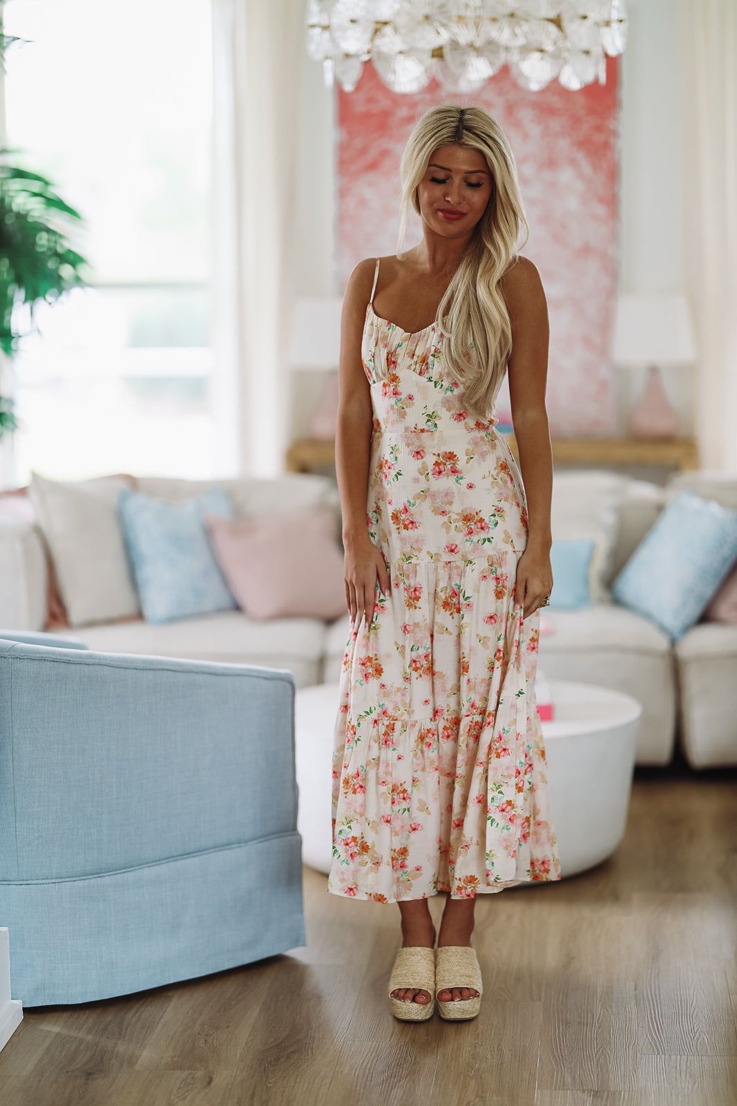 More Than Words Maxi Dress - Cream and Pink-HAZEL & OLIVE-Small-