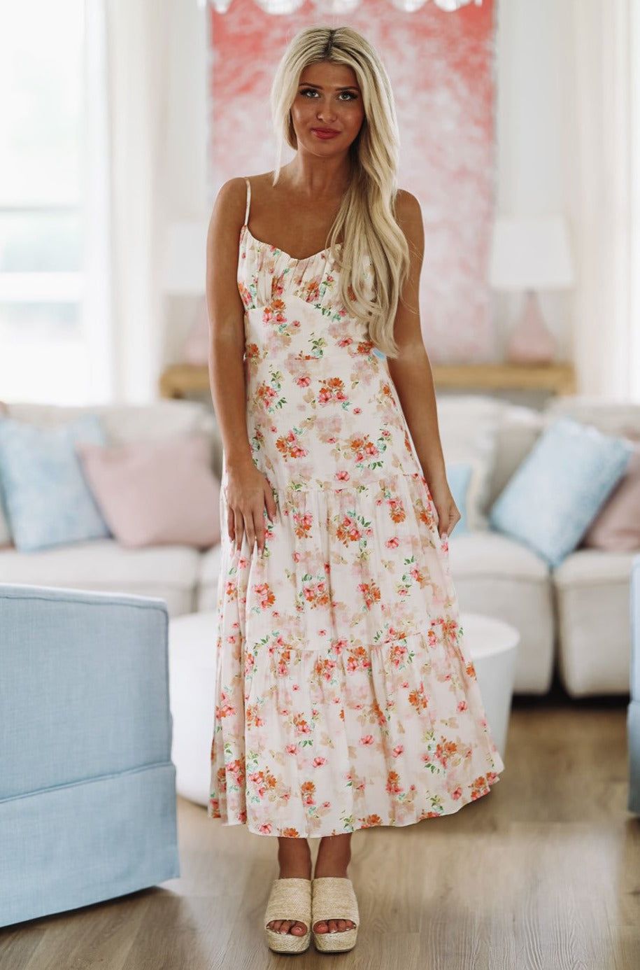 More Than Words Maxi Dress - Cream and Pink-HAZEL & OLIVE-Small-