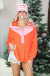HAZEL & OLIVE Mountain Vacation Half Zip Pullover - Pink and Orange