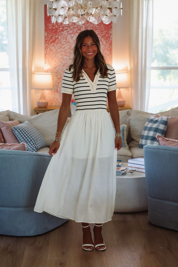 Boardwalk Stroll Midi Dress - Ivory-HAZEL & OLIVE MR9157-XSmall-