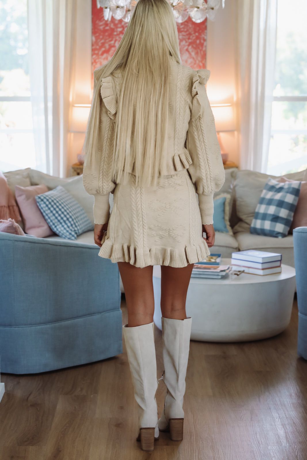 Winter Chill Sweater and Mini Skirt Set - Light Taupe