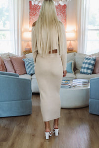 Still Waiting Knit Crop Top and Midi Skirt Set - Light Taupe-Hazel & Olive MST8056-Small-