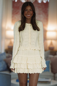 HAZEL & OLIVE MST8275 Meet For Brunch Top and Skirt Set - Light Yellow