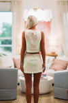 A Sweet Glimpse Crop Top and Skirt Set - Cream and Green-HAZEL & OLIVE MST8350-Small-