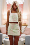 A Sweet Glimpse Crop Top and Skirt Set - Cream and Green-HAZEL & OLIVE MST8350-Small-