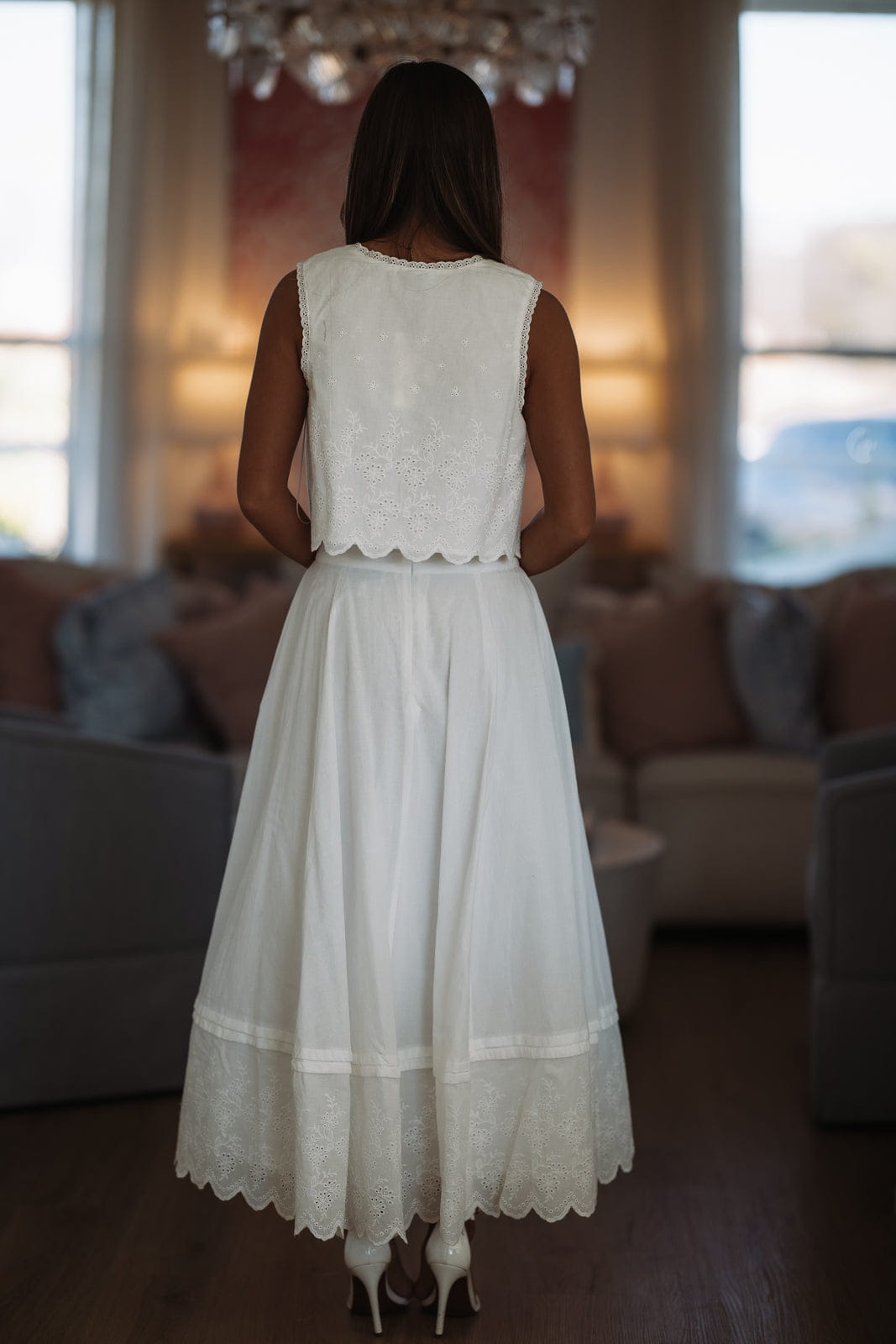 Hazel & Olive MST8392 Always Yours Crop Top and Maxi Skirt Set - Off White