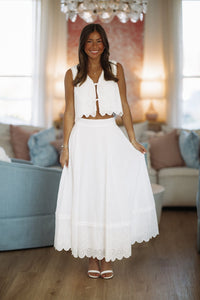 Hazel & Olive MST8392 Always Yours Crop Top and Maxi Skirt Set - Off White