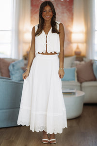Hazel & Olive MST8392 Always Yours Crop Top and Maxi Skirt Set - Off White