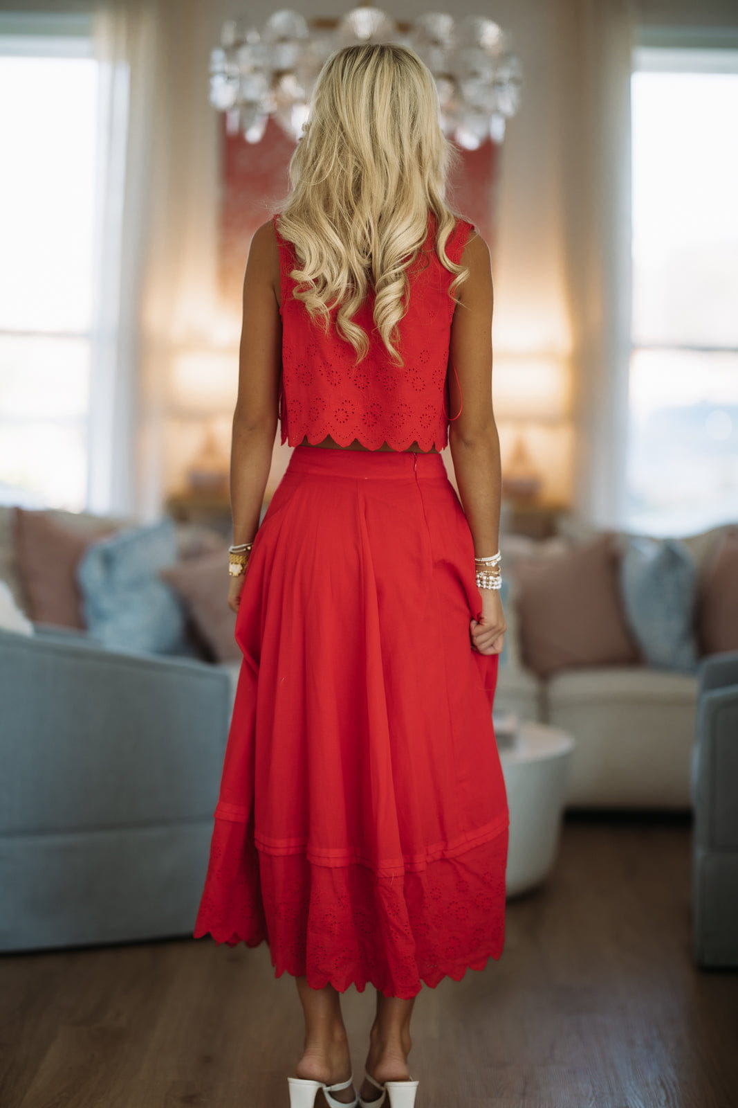 Hazel & Olive MST8392 Always Yours Crop Top and Maxi Skirt Set - Red