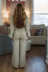 Hazel & Olive MST8583 Cozy Cocoa Off Shoulder Top and Pants Set - Light Mocha