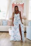 Must Be Love Floral Maxi Dress - Blue and White-HAZEL & OLIVE-Small-