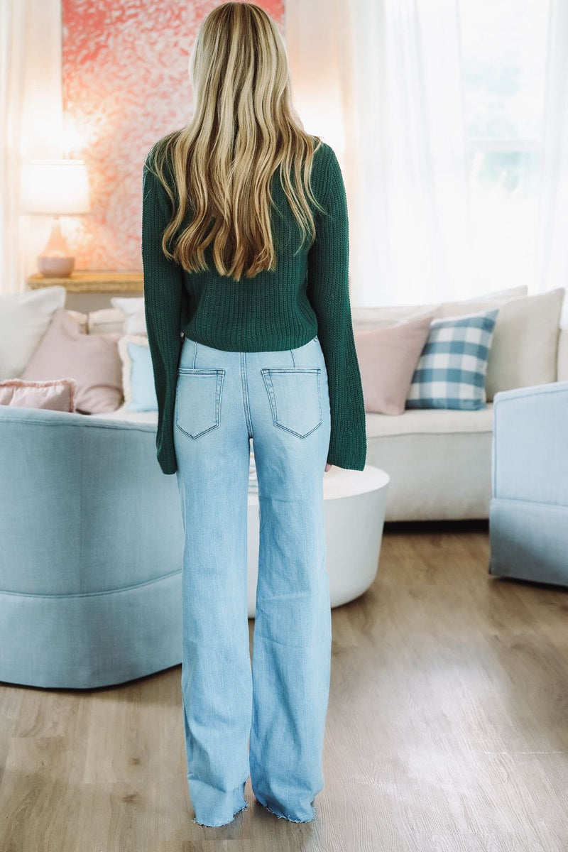 Hazel & Olive MWJ7084 Graceful Knit Cardigan - Green