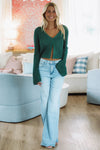 Hazel & Olive MWJ7084 Graceful Knit Cardigan - Green