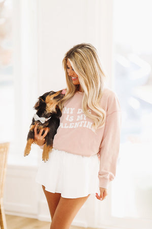 HAZEL & OLIVE My Dog Is My Valentine Sweatshirt - Light Pink
