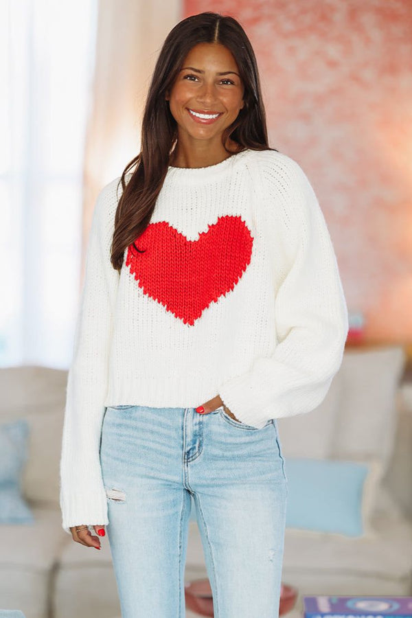 My Heart Crop Sweater - White-HAZEL & OLIVE-XSmall-