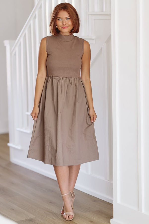 My Partner Midi Dress - Mocha (FINAL SALE)-HAZEL & OLIVE-Small-