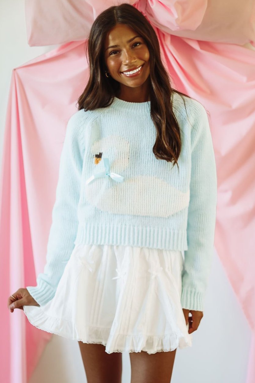 My Swan Song Sweater - Blue-HAZEL & OLIVE PST1492-Small-