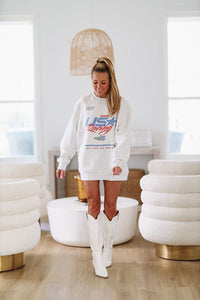 Nashville Raceway Team USA Racing Oversized Pullover - Heather Grey-HAZEL & OLIVE-Small-