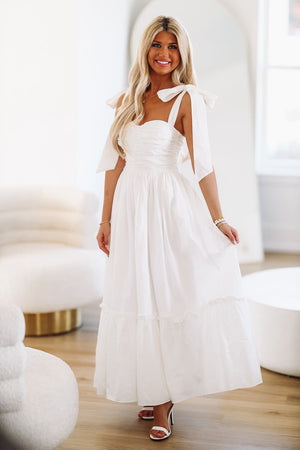 HAZEL & OLIVE Natural Beauty Midi Dress  - White