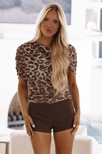 Hazel & Olive Natural Instincts Top - Taupe and Black
