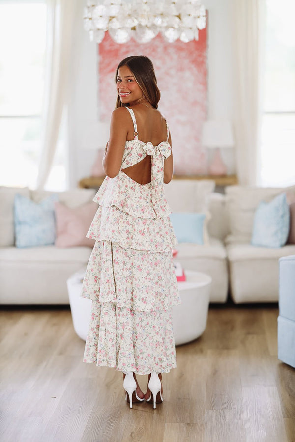 New Beginnings Maxi Dress - Cream and Pink-HAZEL & OLIVE-Small-