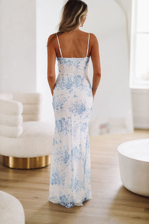 HAZEL & OLIVE New Romantic Maxi Dress - Blue and White
