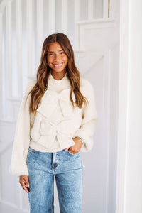 Not So Simple Knit Bow Top - Taupe-HAZEL & OLIVE-Small-