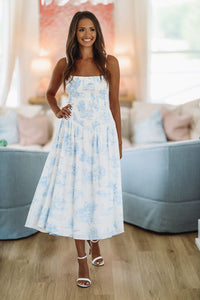 Nothing Like It Midi Dress - Blue and White-HAZEL & OLIVE-Small-