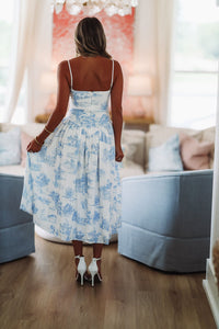 Nothing Like It Midi Dress - Blue and White-HAZEL & OLIVE-Small-
