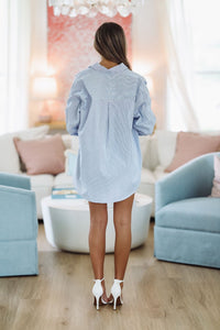 Sleep Over Button Down Shirt - Blue-HAZEL & OLIVE NT/1999-XSmall-