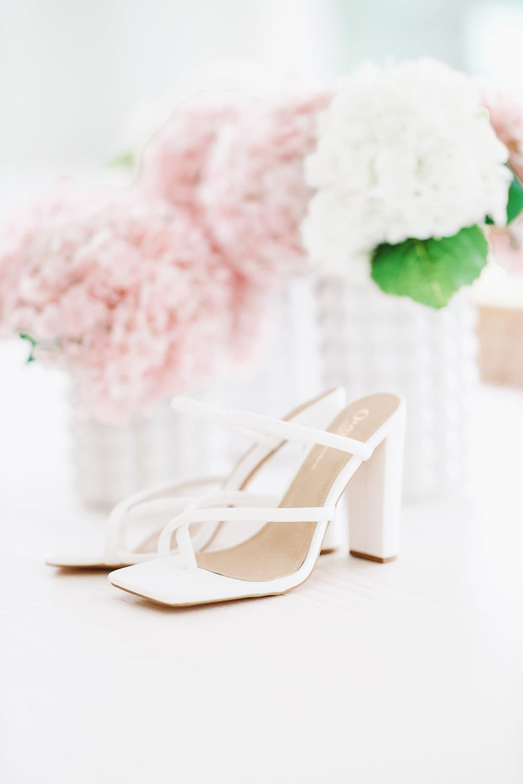HAZEL & OLIVE Oh So Perfect Strappy High Heels - White