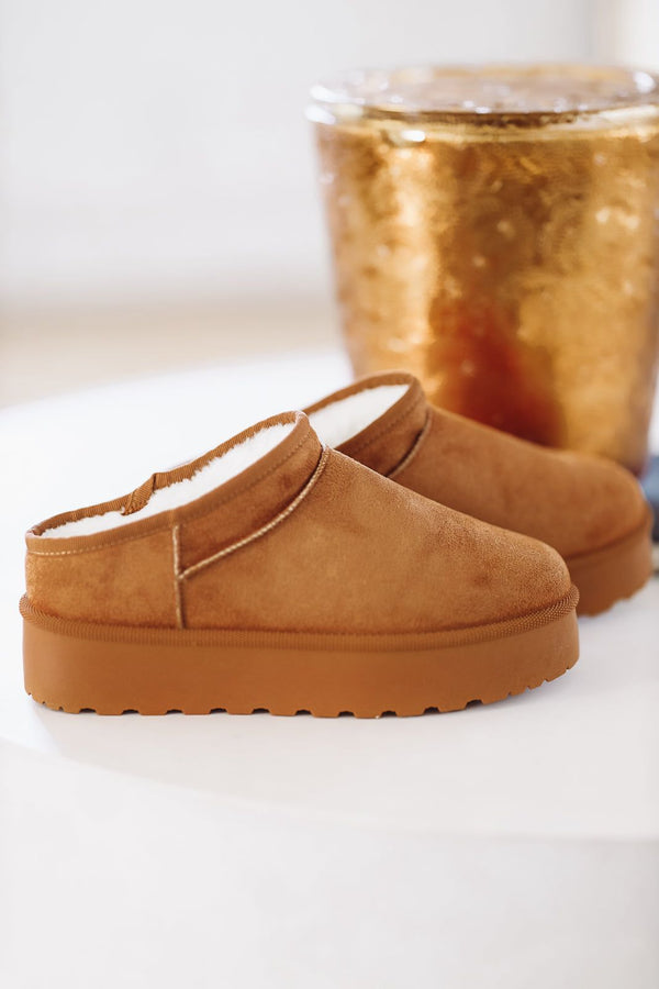 OMG Platform Faux Fur Slide on Mules - Camel-HAZEL & OLIVE-5-