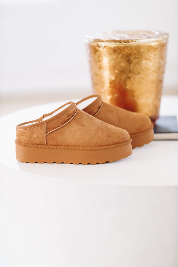 OMG Platform Faux Fur Slide on Mules - Camel-HAZEL & OLIVE-5-