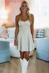 HAZEL & OLIVE On My Mind Vegan Leather Mini Dress - Ecru