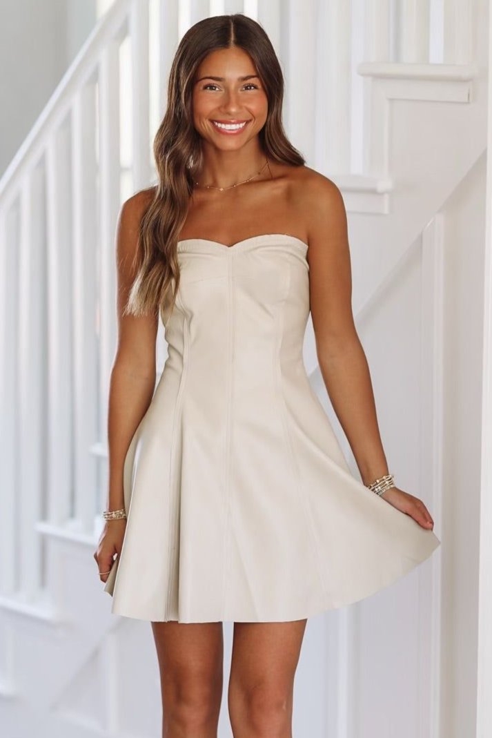 white leather mini dress Nikki Faux Leather Foldover Bodycon Mini Dress