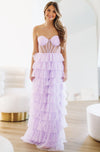 HAZEL & OLIVE On The VIP List Tiered Maxi Gown - Lavender