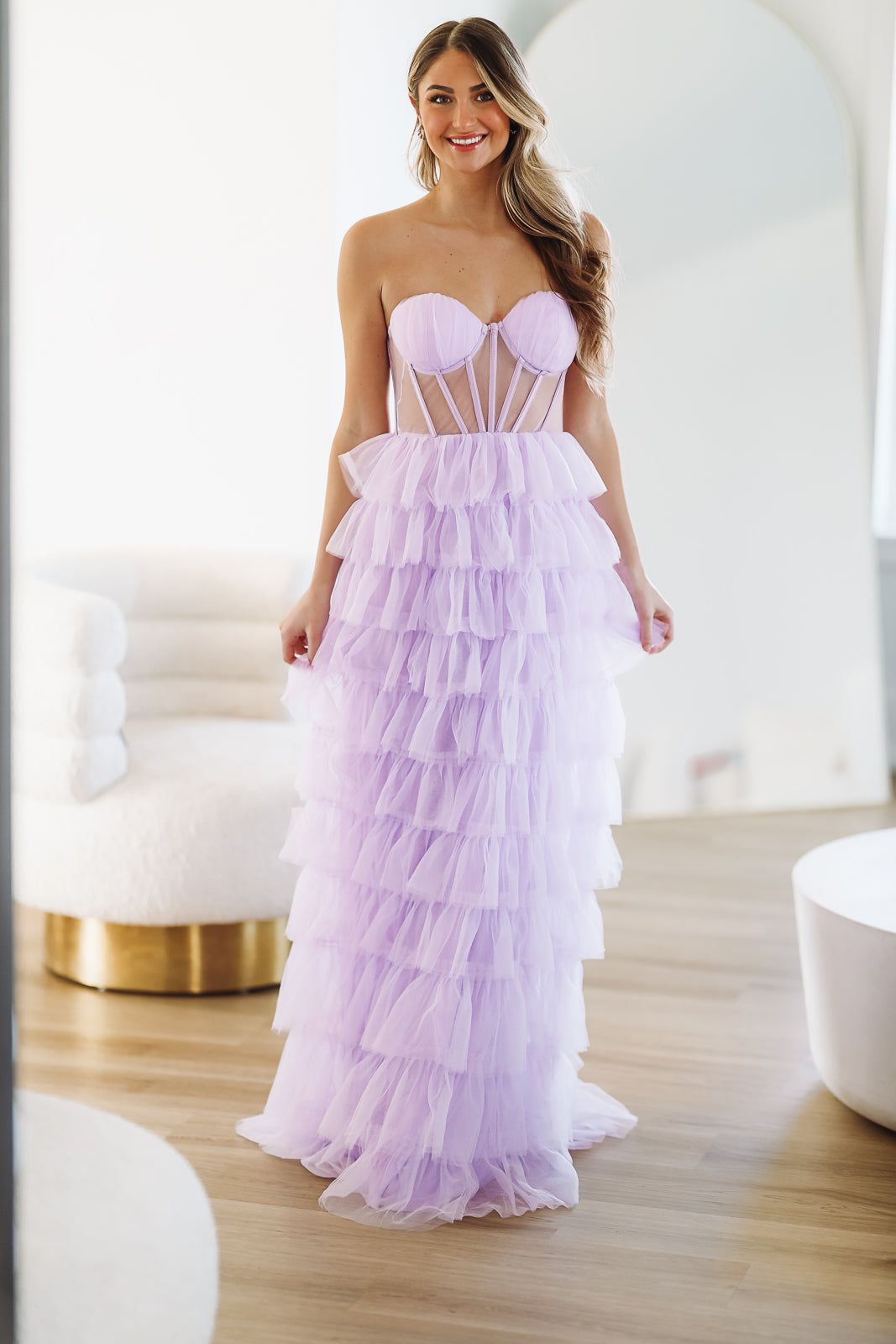 On The VIP List Tiered Maxi Gown - Lavender (FINAL SALE) - XS On The VIP List Tiered Maxi Gown - Lavender (FINAL SALE) - XS