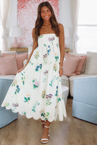 Palm Paradise Midi Skirt - Ivory, Green and Purple-HAZEL & OLIVE IEI4417T-XSmall-