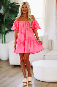 Park Picnic Babydoll Mini Dress - Fuchsia Pink (FINAL SALE)