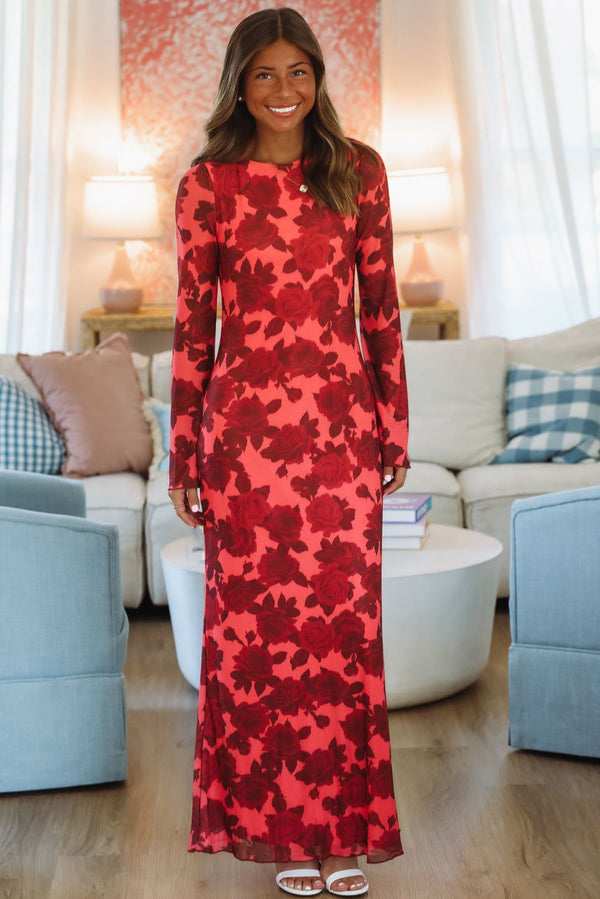 Hazel & Olive PCD310 Blooming Belle Maxi Dress - Red