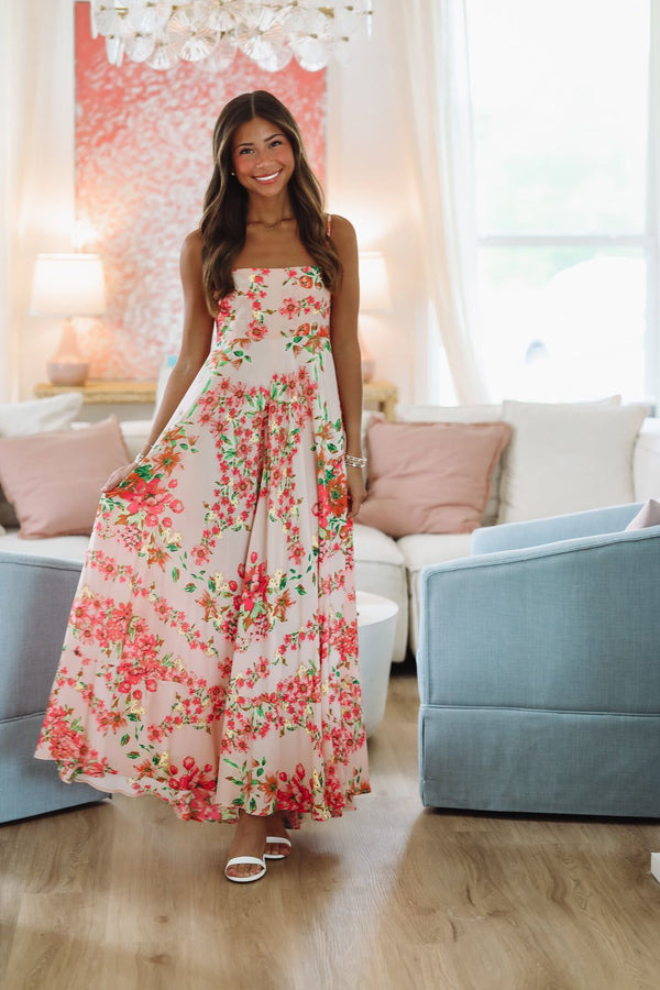 Peach Perfection Maxi Dress - Peach, Pink and Orange-HAZEL & OLIVE 2500/823LDH-Small-