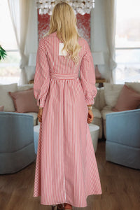 Peppermint Twist Maxi Dress - Red and White-HAZEL & OLIVE-Small-