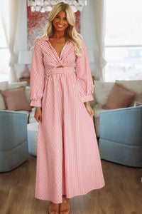 Peppermint Twist Maxi Dress - Red and White-HAZEL & OLIVE-Small-