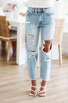 HAZEL & OLIVE Perfect Pair High Rise Straight Leg Jeans - Light Denim