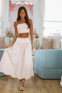 Petal Perfection Crop Top and Midi Skirt Set - Pink-HAZEL & OLIVE MST8179-Small-