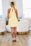 HAZEL & OLIVE Pick of the Town Vegan Leather Mini Dress - Lime Yellow