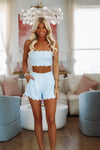 Picnic Perfect Crop Top and Shorts Set - Blue-HAZEL & OLIVE MST7467A-Small-