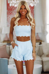 Picnic Perfect Crop Top and Shorts Set - Blue-HAZEL & OLIVE MST7467A-Small-