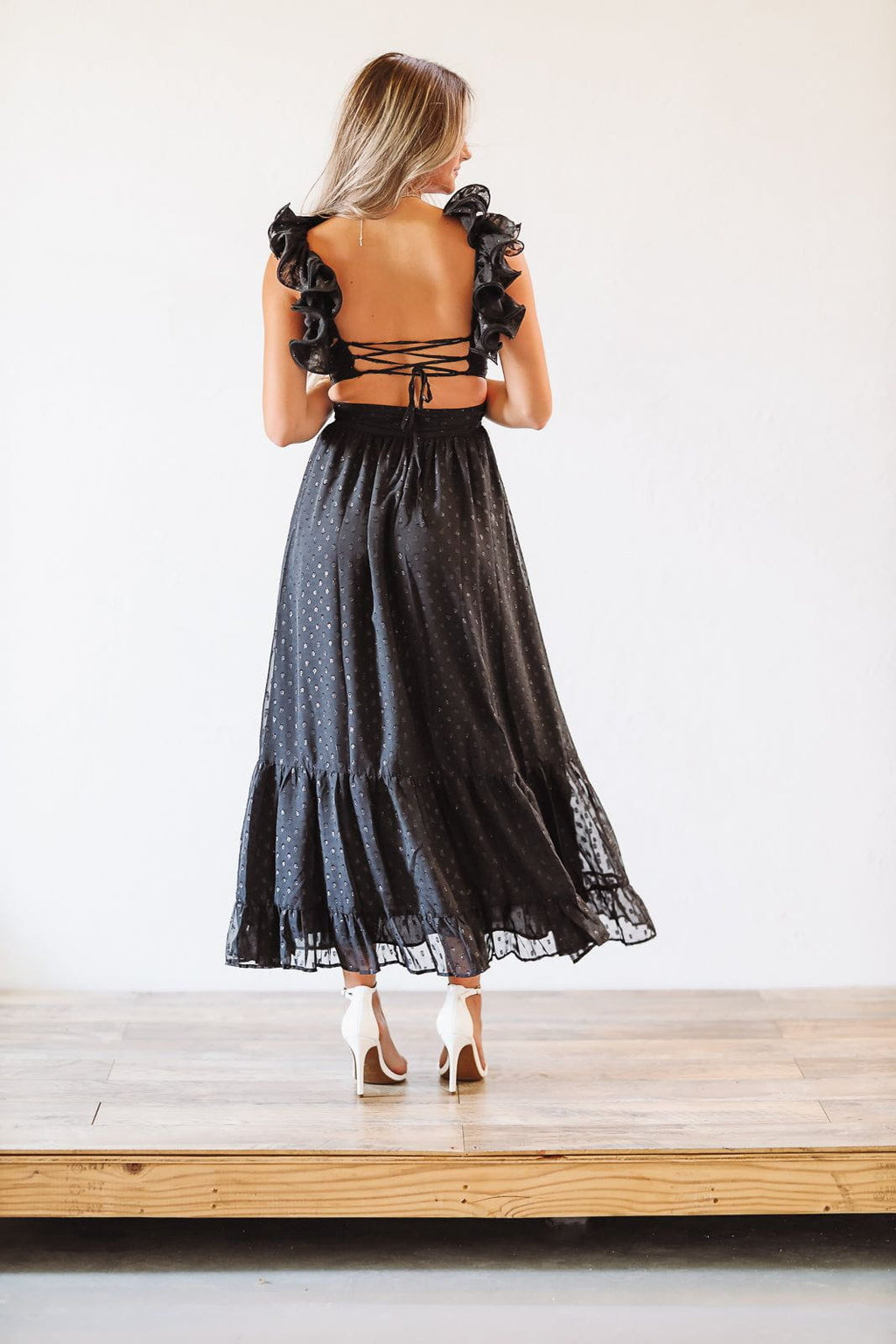 HAZEL & OLIVE Play For Keeps Maxi Gown - Black