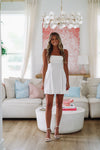 Pleats and Flare Stretchy Linen Mini Dress - White-HAZEL & OLIVE ID7813-Small-